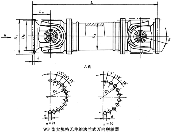 WF型大規(guī)格無(wú)伸縮法蘭式萬(wàn)向聯(lián)軸器(JB/T5513-91)