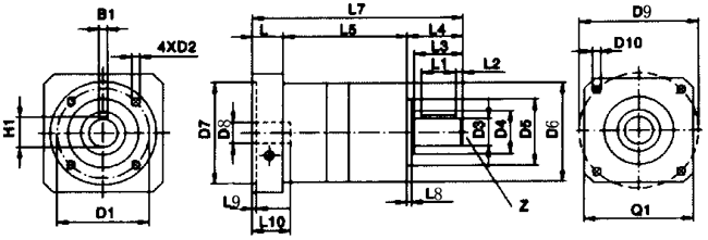 DPL精密行星齒輪減速機(jī)外形及安裝尺寸