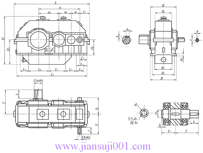 JPT型漸開線圓柱齒輪減速器型式及尺寸(JB/T10244-2001)