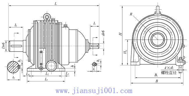 NGW兩級減速器外形尺寸