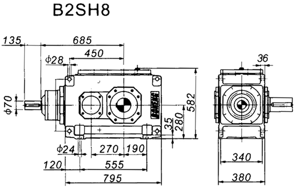 B2SH系列外型及安裝尺寸圖