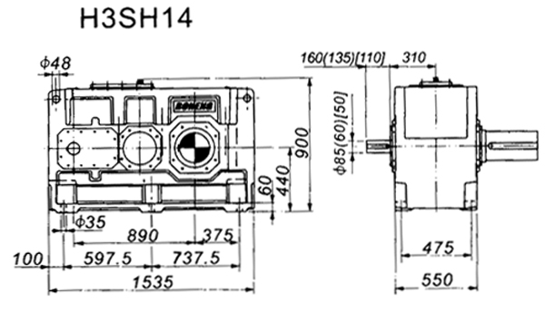 H3SH系列外型及安裝尺寸圖