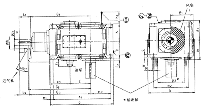 直交軸齒輪箱二級(jí)傳動(dòng)立式安裝(類(lèi)型B2.V)