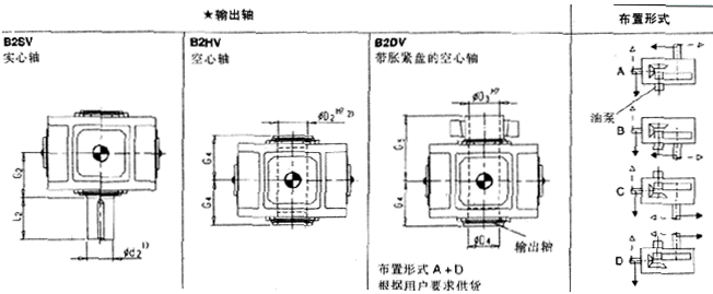 直交軸齒輪箱二級(jí)傳動(dòng)立式安裝(類(lèi)型B2.V)