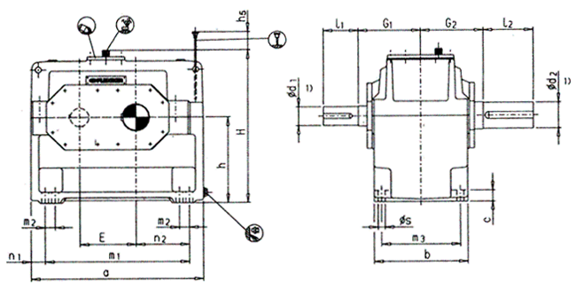 平行軸齒輪箱單級(jí)傳動(dòng)臥式安裝(類(lèi)型H1SH)