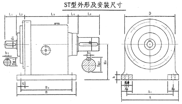 ST型行星齒輪減速器安裝尺寸(ST型)