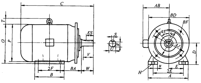 NEMA標(biāo)準(zhǔn)三相異步電動機(jī)外形尺寸(143~499T機(jī)座)