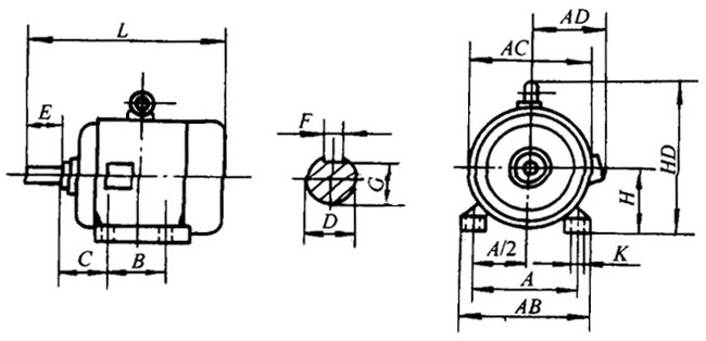 YGD型三相異步電動(dòng)機(jī)(H250~315mm)外形及安裝尺寸