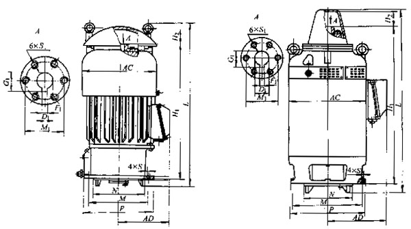 YLB系列深井水泵用三相異步電動(dòng)機(jī)外形尺寸