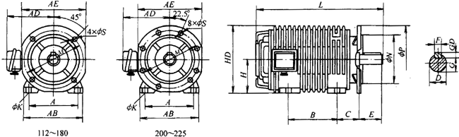 YSG系列輥道電動(dòng)機(jī)(B35型)外形及安裝尺寸